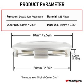 RhinoTuning Set of 4 Wheel Hub Caps for Hub Caps OD 64 mm ID 60 mm Silver Wheel Hub Cover Suitable for Wheel, Rim Caps