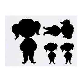 4 x 'Little Girl Silhouette' Temporary Tattoos - Water Resistant, Skin-Safe, Non-Toxic Transfers, Mixed Sizes (TO00083542)
