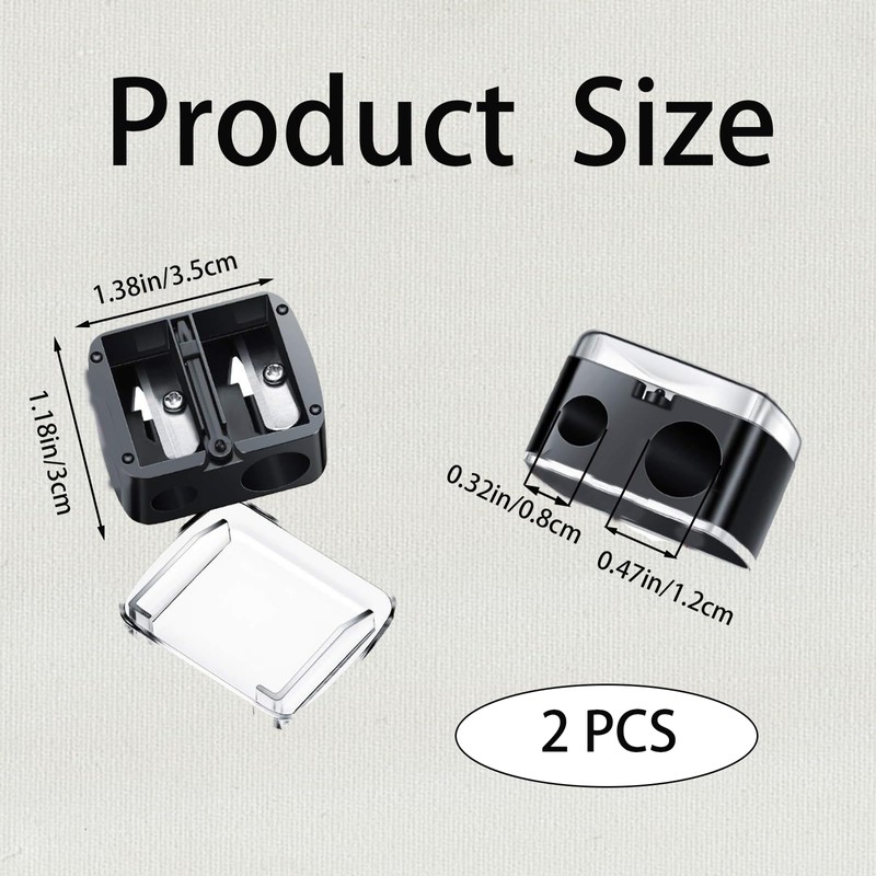2 PCS fKiZanthene Eyeliner Sharpener, 2-Hole Makeup Sharpener, Compact Eyebrow