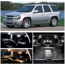 WIYBYDM LED Interior Lights Kit for Chevy Trailblazer 2002 2003 2004 2005 2006 2007 2008 2009 Super Bright 6000K Map Trunk License Plate Lights White LED Interior Bulbs + Install Tool