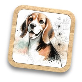 Beagle Gift Idea Wooden Coaster - 20+ Breeds Available! – Gift for Dog Dad, Dog Mum, Lovers, Owners, Walkers, Groomers – Ideal Dog Themed Gift for Women, Men (Beagle)