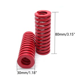 Sydien 4 Pcs 30mm OD,80mm Free Length Steel Tubular Section Medium Heavy Duty Die Spring Compression Spring Red，38% Maximum Compression