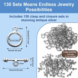 Heather's cf 130 set Toggle Jewelry Clasps Necklace Toggle Clasp Silver Toggle Clasps for Jewelry Making