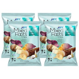 Mixed Roots Chips - All Natural Vegetable Chips (Salt & Vinegar, 4 x 2.8 oz) | Trans Fat & Cholesterol Free | Gluten Free & Non-GMO | No Preservatives Exotic Roots