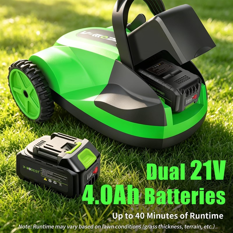 Small Electric Lawn Mower, Mini Cordless Lawn Mower with 2x4.0Ah