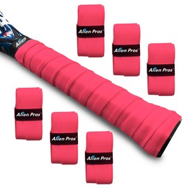 Alien Pros Tennis Racket Grip Tape (6 Grips) - Pre-Cut, Dry Tennis Grip - Tennis Overgrip Tape, Tennis Racket - Wrap Around Your Racket for High Performance (6 Grips, Red)