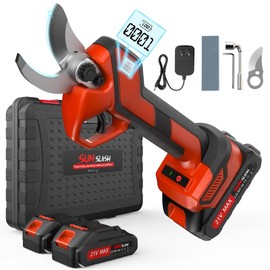 Upgraded Cordless Electric Pruning Shears with LCD Display, Battery Powered Garden Shears with Brushless Motor, 2 Rechargeable Batteries, 2.1 Inch Cutting for Trees, Shrubs, and Yard Trimming