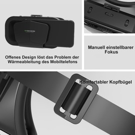 VR Brille Handy Virtual Reality mit Fernbedienung, 3D VR-Brille Erleben Sie Spiele und 360 Grad Filme in weicher & komfortabler Glasses für Phone Android 5~7 inc