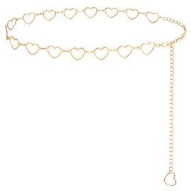 FIORETTO Chain Belt for Women Metal Waist Belts Fashion Belts for Dress Heart Gold Length 47in