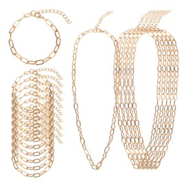 HooYiYuuX 20pcs Charm Necklace Bracelets Making Kit, Paperclip Necklace for Women, Adjustable Charm Bracelet Jewelry Supplies, Stainless Steel Gold Chain with Lobster Clasps for Jewelry Making