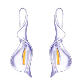 Calla Lily Dangle Earring Silver Plated Calla Lily Flower Drop Elegant Earring Dainty Calla Lily With Hook Earrings for Women Gift, Zinc, No Gemstone