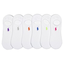 Polo Women's High Cut Liner 6 Pair Pack, Bright White, Women's Shoe Size: 4-10