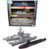 Toy Aircraft Carrier Submarine Battleship Destroyer Combo and 8 Mini