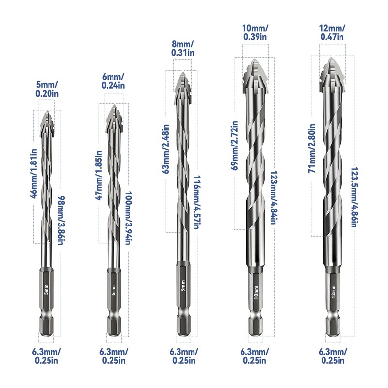 Four-Flute Sawtooth Eccentric Drill Bit, Multifunction Drill Bit Set High
