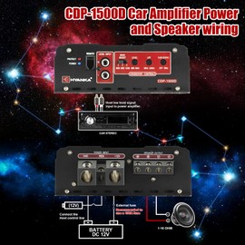 HYANKA CDP-1500D 1-Channel Class D Car Audio Subwoofer Amplifier with Bass Boost - 1500W RMS High Output, 1/2/4 Ohm Stable, Low（RCA） Level Inputs, MOSFET Power Supply Monoblock Car Amp with Remote