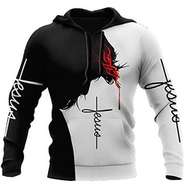Colonghsou 3D Christian Jesus Hoodies for Men Women Unisex Lord Cross Sweatshirt Pullover Printed sweater
