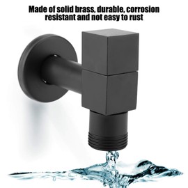 Tomotato Washing Machine Faucet, Black Square Single Lever Faucet Wall Mounted Laundry Cold Water Faucet Sink Faucet for Washing Machine (G3/4 Thread)