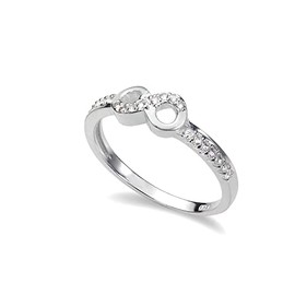 Sterling Silver CZ Crystal Eternity Infinity Ring - UK Size - R (I - U Available)