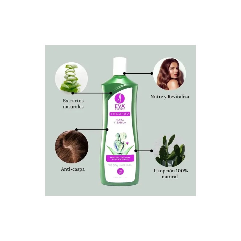 Kit 3 Shampoo Eva Essence Nopal Y Sábila 1litro