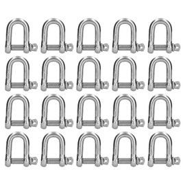 D Ring Shackle, 304 Stainless Steel D-Type Shackles, M4 Screw Pin Anchor Shackle for Traction Steel Wire Marine Land Lifting Tool, Safe Bearing Capacity 90KG(20Pcs M4)