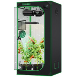 VIVOSUN S276 32"x32"x63" Grow Tent, High Reflective Mylar with Observation Window and Floor Tray for Hydroponics Indoor Plant for VS1500