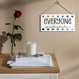 Ryeolo Welcome Sign, Welcome Signs for Classroom, Everyone is Welcome Here Classroom Wooden Plaque Signs Wall Hanging, Boho Classroom Decor, Welcome Back to School Decorations, 11.8x5.9 Inch