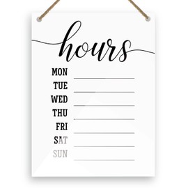 Dry Erase Elegant Store Hours Sign with Rope ~ Marker NOT Included ~ 8x10 Inches