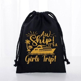 MS Aw ship its a girls trip printed Party Favor bags - Cotton Drawstring closure - Bachelorette hangover kit bags - Hangover Recover Kit Wedding Party Gift Bags - 5 * 7 Inch bags Set of 10 B