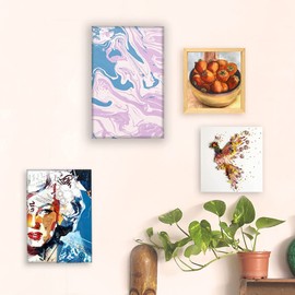 Cupohus Unfinished Wood Boards Canvas for Painting, 5 Packs 3/4'' Deep Cupohus 8'' x 8'' Wooden Cradled Panels for Pouring Art, Crfats, Paints and More