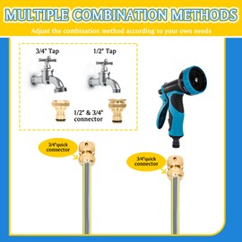 MAGLAUG Kitchen Tap Hose Connector Kit, Brass Outdoor Tap Connector 2in1 Outside Tap Kitchen Mixer Tap Connector Faucet Sink Hose Adapter & Hose Quick Connectors Hoses Attachments for Garden Hosepipe