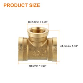 QUARKZMAN Brass Tee Pipe Fitting, 3/4" x 1/2" x 3/4" NPT 3-Way Tee Connector for Transporting Gas Pipes, 1 Piece