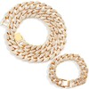 EMESLY Solid Miami Cuban Link Chain Gold/Silver Necklace (16, 18,