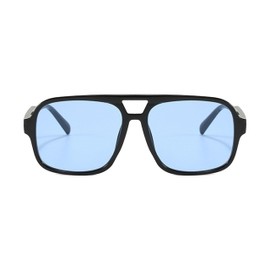 AmazingRose Retro Square Sunglasses, UV400 Protection, 70s Vintage Sunglasses for Men and Women, Black/blue