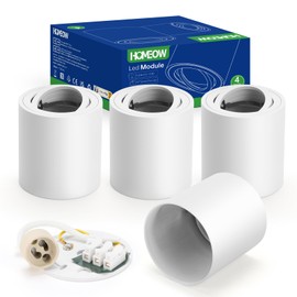 HOMEOW HOMEOW 4 Stck Deckenspot Wei? - Aufbauspot 30 Schwenkbar Geeignet fr GU10 & LED Module (Ohne GU10-Lampe), ? 80mm Aufbaustrahler aus Aluminium, Spots Deckenleuchte Aufputz, Rund