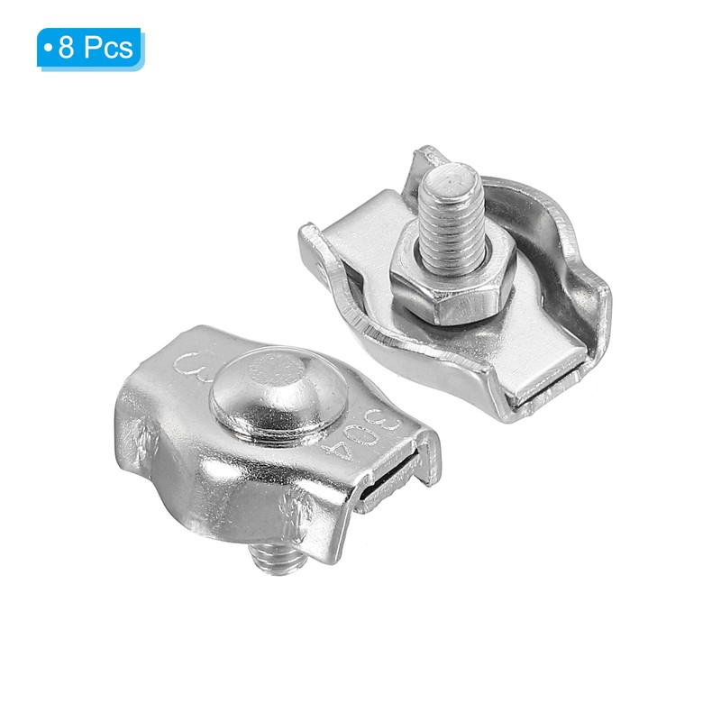 PATIKIL 5/64" / 2mm Simplex Bolt Wire Rope Clip, 8Pcs