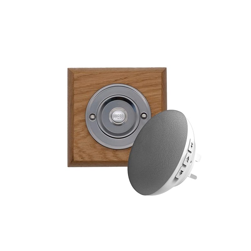Modern Living Square Wireless Doorbell in Honey and Brushed Nickel