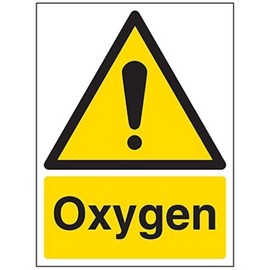 V Safety Oxygen Warning Sign - 150mm x 200mm - 1mm Rigid Plastic