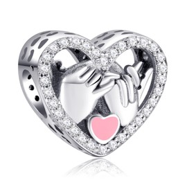 MGIUL Love Heart Charm for Women Bracelets Necklaces with 5A Cubic Zirconia 925 Sterling Silver Pendant Beads Jewellery Gift for Girls Boys, Silver, Zircon
