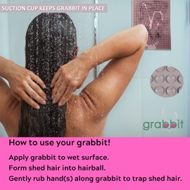 GRABBIT Hair Catcher - The Ultimate Solution to Trap Shed Hair and Protect Your Shower Drain | Wall-Mounted Design | No More Slimy Drain Hair | Grabs & Traps Shed Hair | Shower Hair Catcher (Mauve)