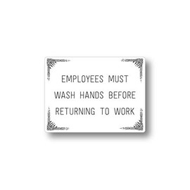 Employees Must Wash Hands Sign, Plastic, 6 x 4.5”, USA Made, White, Pack Of 1, Easy to Mount Wash Your Hands Sign for Restroom