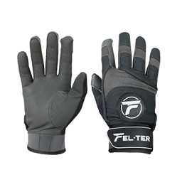 FELTER FITNESS Baseball Batting Gloves - Baseball Shock Batting Gloves Adult -Glove Pairs - Baseball + Softball Batting Gloves - Multiple Sizes + Colors (Gray) (Large)