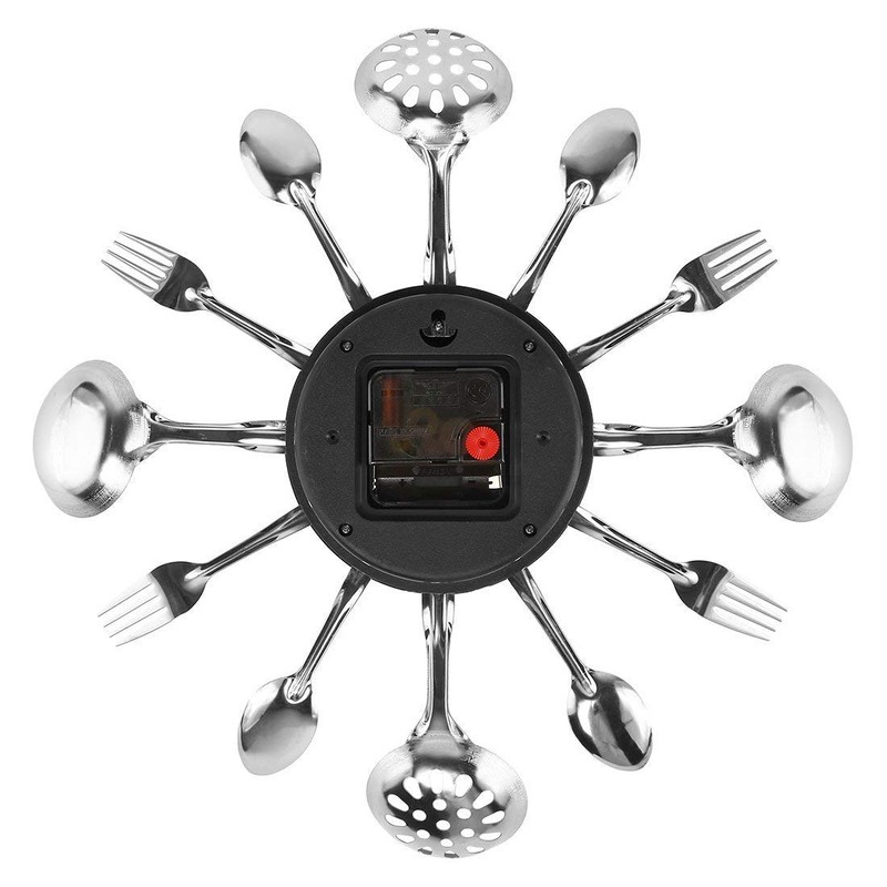 CIGERA 14" Kitchen Cutlery Wall Clock with Forks and Spoons