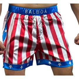 Rocky American Flag Boxing Shorts Apollo Creed Replica Short Trunks Worn by Balboa (L)