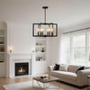 LUMLLSAJI 6-Light Modern Black Chandeliers for Dining Room, Geometric Metal