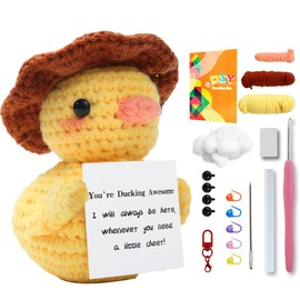 INSYOHO Crochet Kit for Beginners - Positive Mini Crochet Animals DIY Craft Kits with Inspirational Quotes Duck, Crochet Beginner Kit All Supplies Included Guide, Gift for Adults & Kids