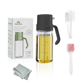 Premium 550ml 2 in 1 Oil Sprayer for Cooking - Glass Olive Oil Dispenser - Professional Spray Bottle for Air Fryer, Salad, BBQ - Food Grade Glass Mister Spray Bottle with Portion Control & Scale Line