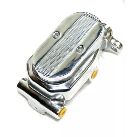 Top Quality 1 1/8th Aluminum Brake Master Cylinder Finned Flat Top Chrome Corvette Chevelle
