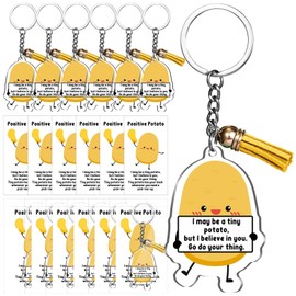 Siifert Emotional Support Keychain Bulk with Tassel Dietitian Gift Appreciation Gift Acrylic Potato Pickle Taco Vegetable(Potato, 24 Set)