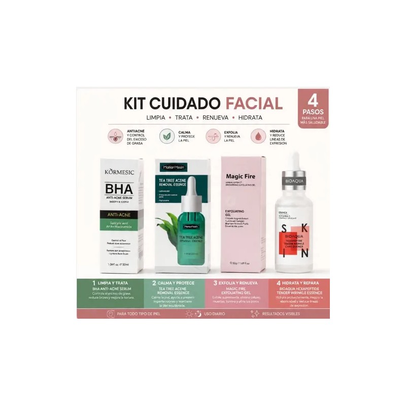 Antiacné Facial Kit Sueros 4 Pasos