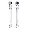 HARFINGTON 2pcs Flex-Head Ratcheting Wrench 7mm 180° Rotating Head Metric